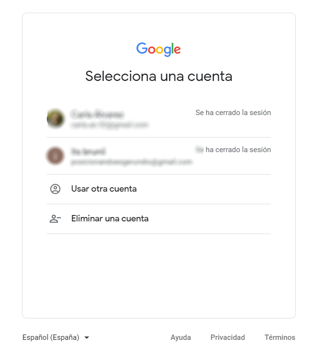 inicio de sesion en google