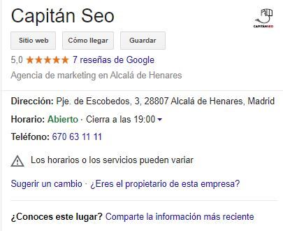 google my business - ficha