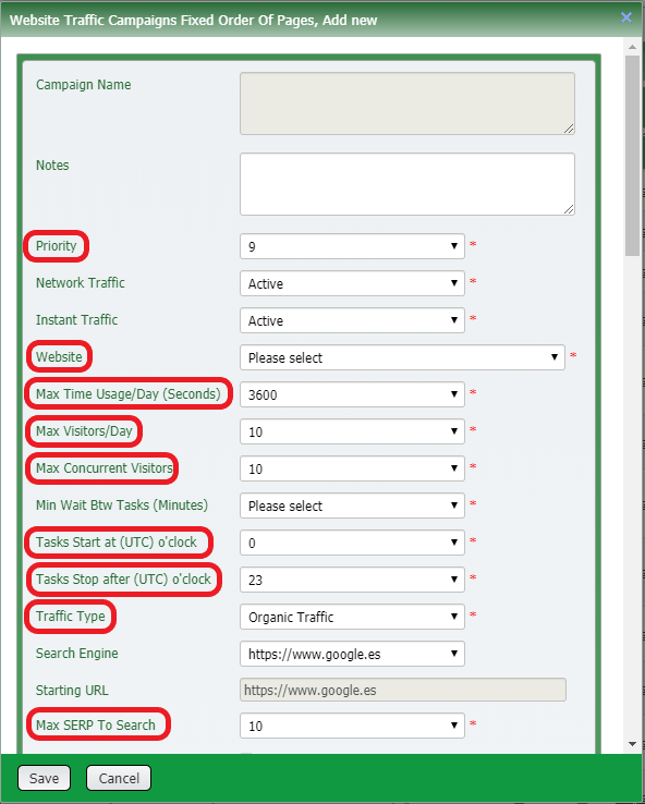 configurar campaña de tráfico
