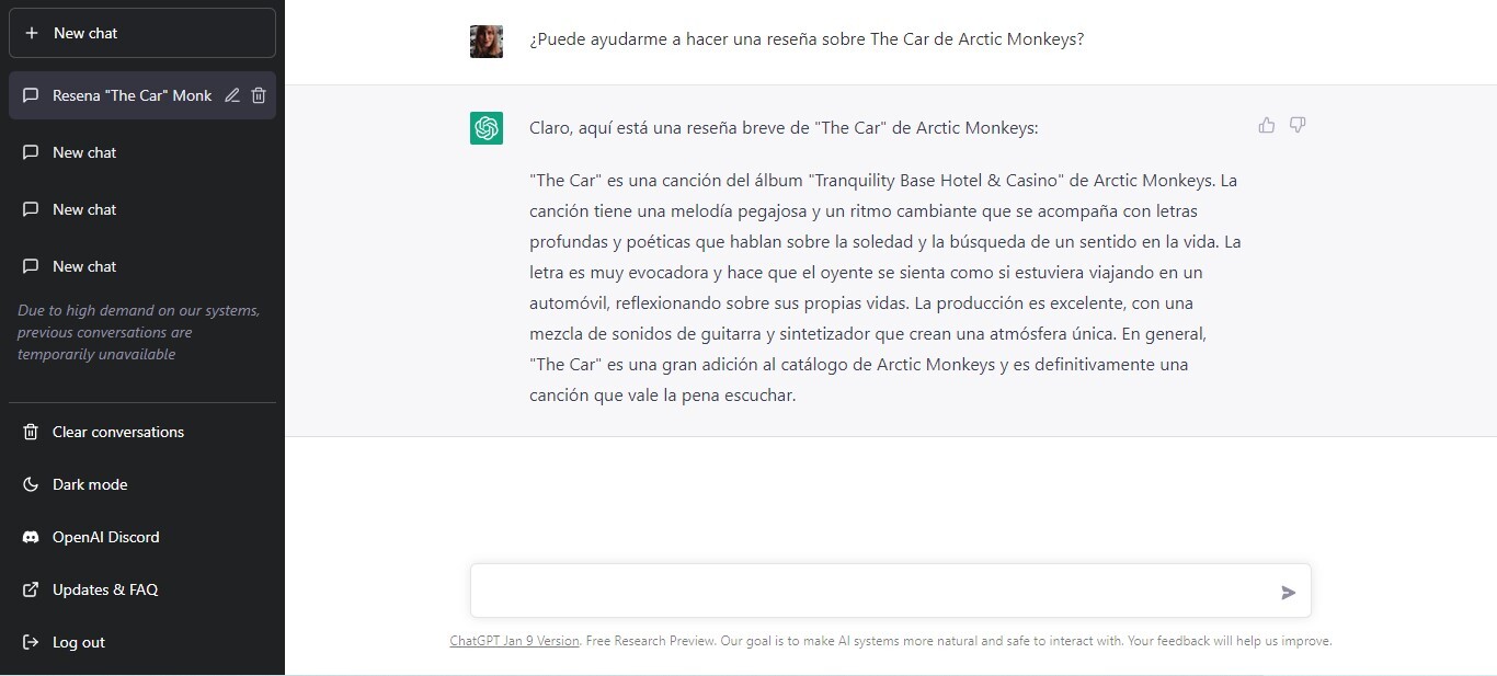 Ejemplo de desactualización de chatgpt 1